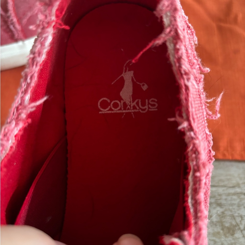 Corkys Vibrant Red Canvas Slip-Ons - Picture 4 of 5
